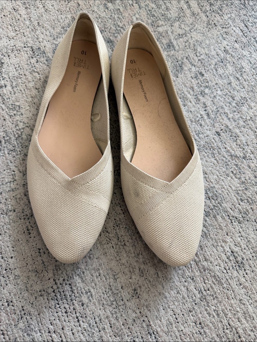 Time and Tru Women's Pointed Toe Flats in Beige